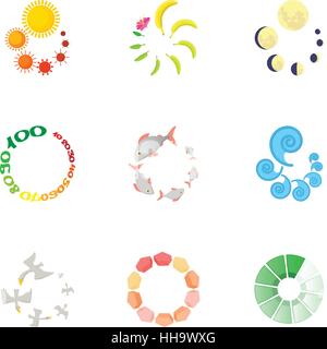 Download icons set, cartoon style Stock Vector