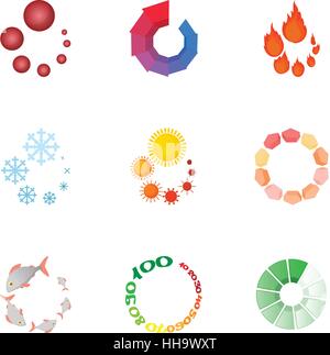 Loading and waiting icons set, cartoon style Stock Vector