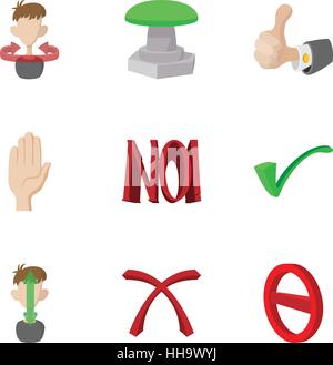Tick icons set, cartoon style Stock Vector