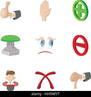 Click and selection icons set, cartoon style Stock Vector