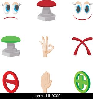 Yes no choice icons set, cartoon style Stock Vector