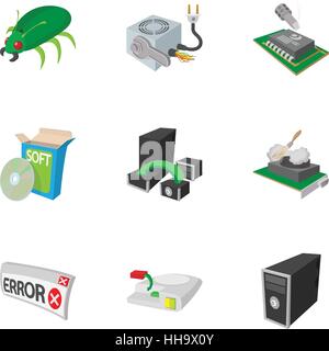 Computer icons set, cartoon style Stock Vector