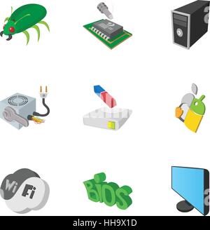 Treatment computer icons set, cartoon style Stock Vector