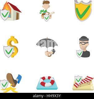 Confidence icons set, cartoon style Stock Vector