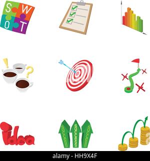 Success statistics icons set, cartoon style Stock Vector