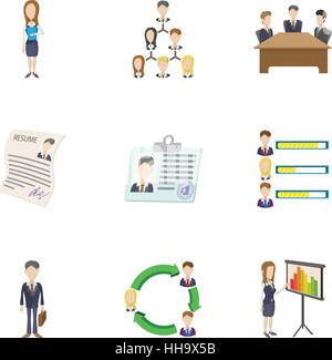 Businessman icons set, cartoon style Stock Vector