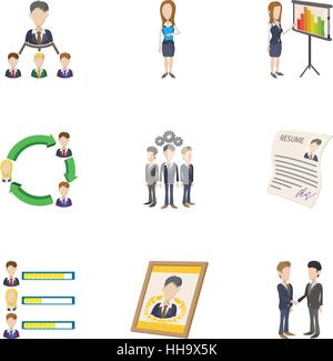 Time management icons set, cartoon style Stock Vector