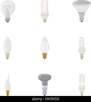 Lamp icons set, cartoon style Stock Vector