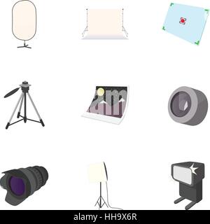 Photo icons set, cartoon style Stock Vector