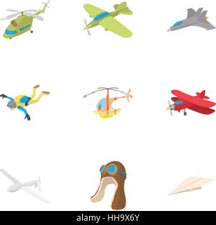 Air transport icons set, cartoon style Stock Vector