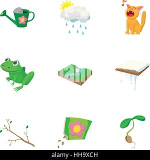 Season of year spring icons set, cartoon style Stock Vector
