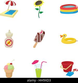 Coast icons set, cartoon style Stock Vector