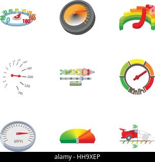 Speedometer for transport icons set, cartoon style Stock Vector