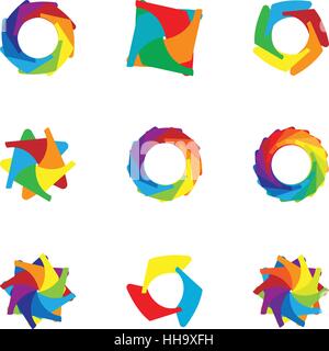 Computer download colorful icons set Stock Vector