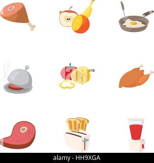 Food icons set, cartoon style Stock Vector