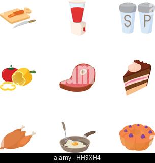 Food stuff icons set, cartoon style Stock Vector