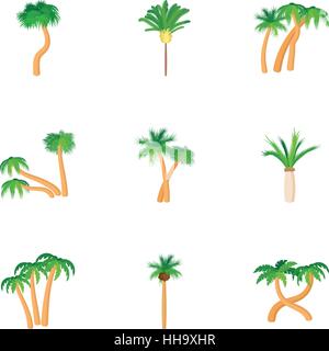 Tree palm icons set, cartoon style Stock Vector