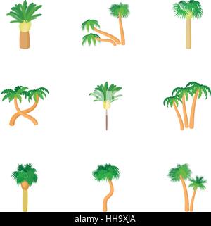 Different palm icons set, cartoon style Stock Vector