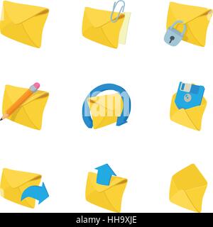 Message icons set, cartoon style Stock Vector