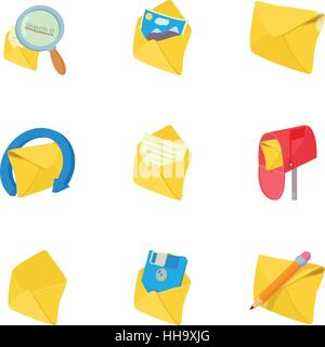 Letter icons set, cartoon style Stock Vector