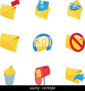 Communication icons set, cartoon style Stock Vector