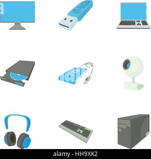 Computer icons set, cartoon style Stock Vector