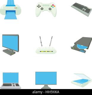 Computer protection icons set, cartoon style Stock Vector