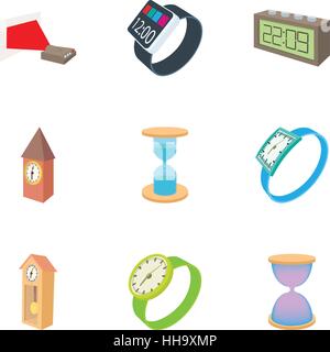 Watch icons set, cartoon style Stock Vector