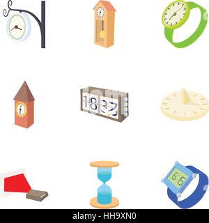 Kinds of watches icons set, cartoon style Stock Vector