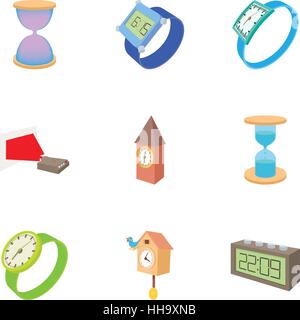 Chronometer icons set, cartoon style Stock Vector