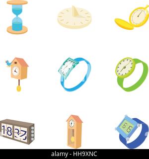 Electronic watch icons set, cartoon style Stock Vector