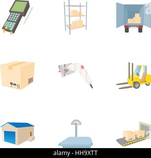 Cargo icons set, cartoon style Stock Vector