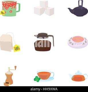 Types of drinks icons set, cartoon style Stock Vector