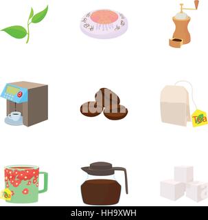 Coffee icons set, cartoon style Stock Vector