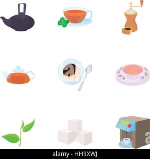 Beverage icons set, cartoon style Stock Vector