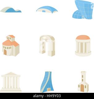 Dwelling icons set, cartoon style Stock Vector