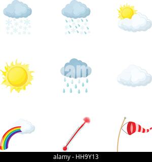 Air temperature icons set, cartoon style Stock Vector