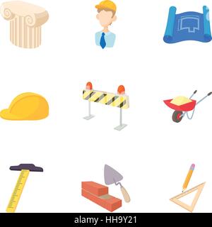 Repair icons set, cartoon style Stock Vector