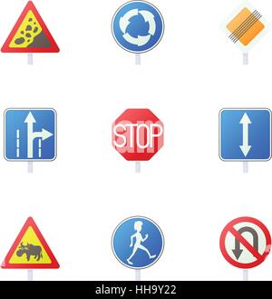 Sign icons set, cartoon style Stock Vector