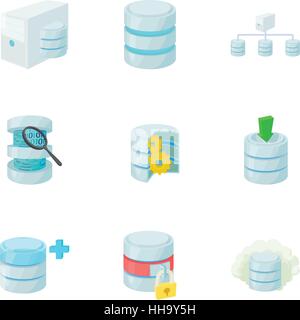 Data storage icons set, cartoon style Stock Vector