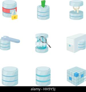 Data icons set, cartoon style Stock Vector