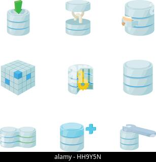 Data protection icons set, cartoon style Stock Vector