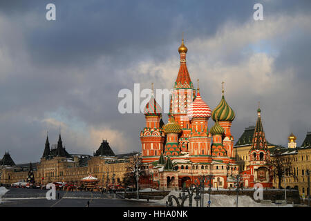 Photos bright beautiful St Basils Cathedral in the Moscow Kremlin Stock Photo