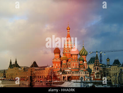 Photos bright beautiful St Basils Cathedral in the Moscow Kremlin Stock Photo