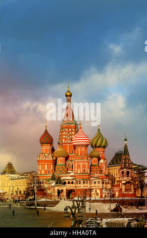Photos bright beautiful St Basils Cathedral in the Moscow Kremlin Stock Photo
