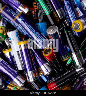 lots of batteries to recycle Stock Photo
