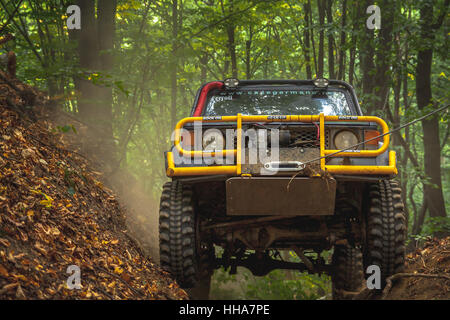 Offroad competition in Bucium forest near Iasi Romania Stock Photo