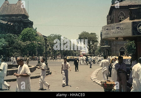 Strassenszene inMumbai 1962 In the city center of Mumbai in the early sixites. Stock Photo