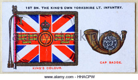 1st Battalion The King's Own Yorkshire Light Infantry regimental standard and cap badge
