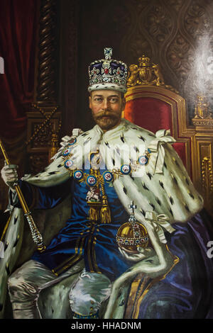 The Legislative Assembly building, Edmonton, Alberta, Canada. Portrait of King George IV, seated, 2nd floor hallway. Stock Photo